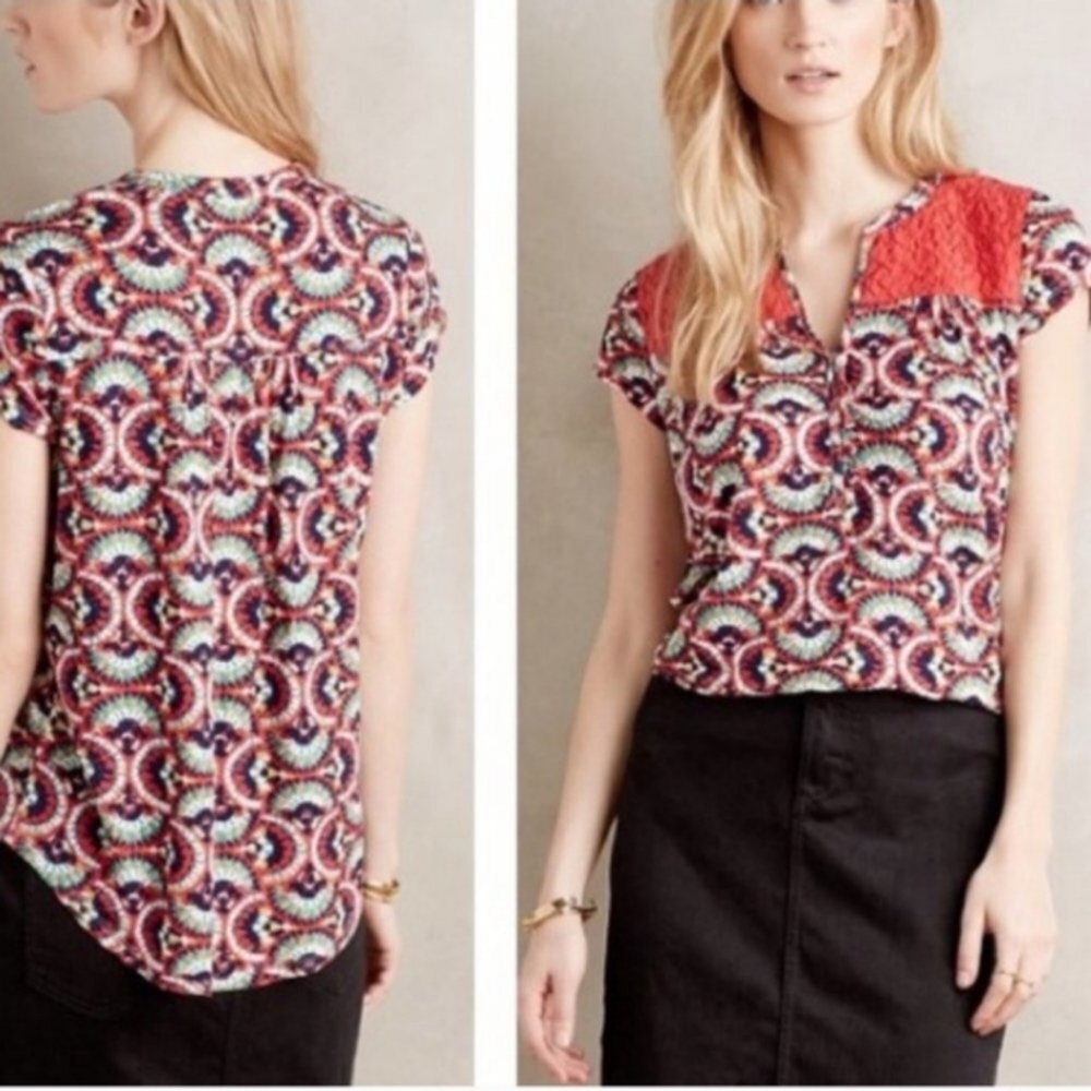 Porridge Belmar Yoke Pullover Top Sz M Boho Indie Bohemian